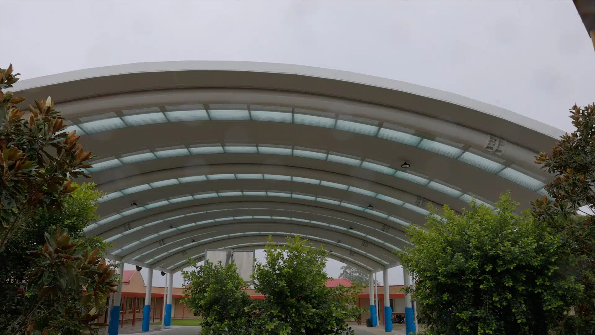 Close up of a Cola roof and multipurpose sports court