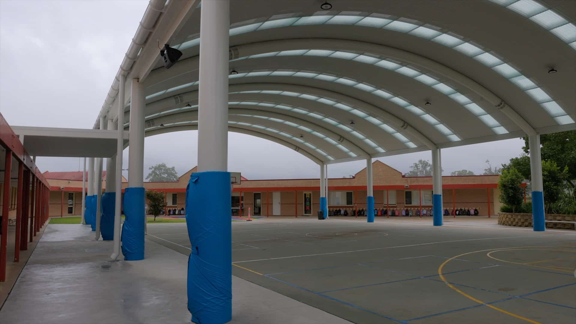 Close up of a Cola roof and multipurpose sports court