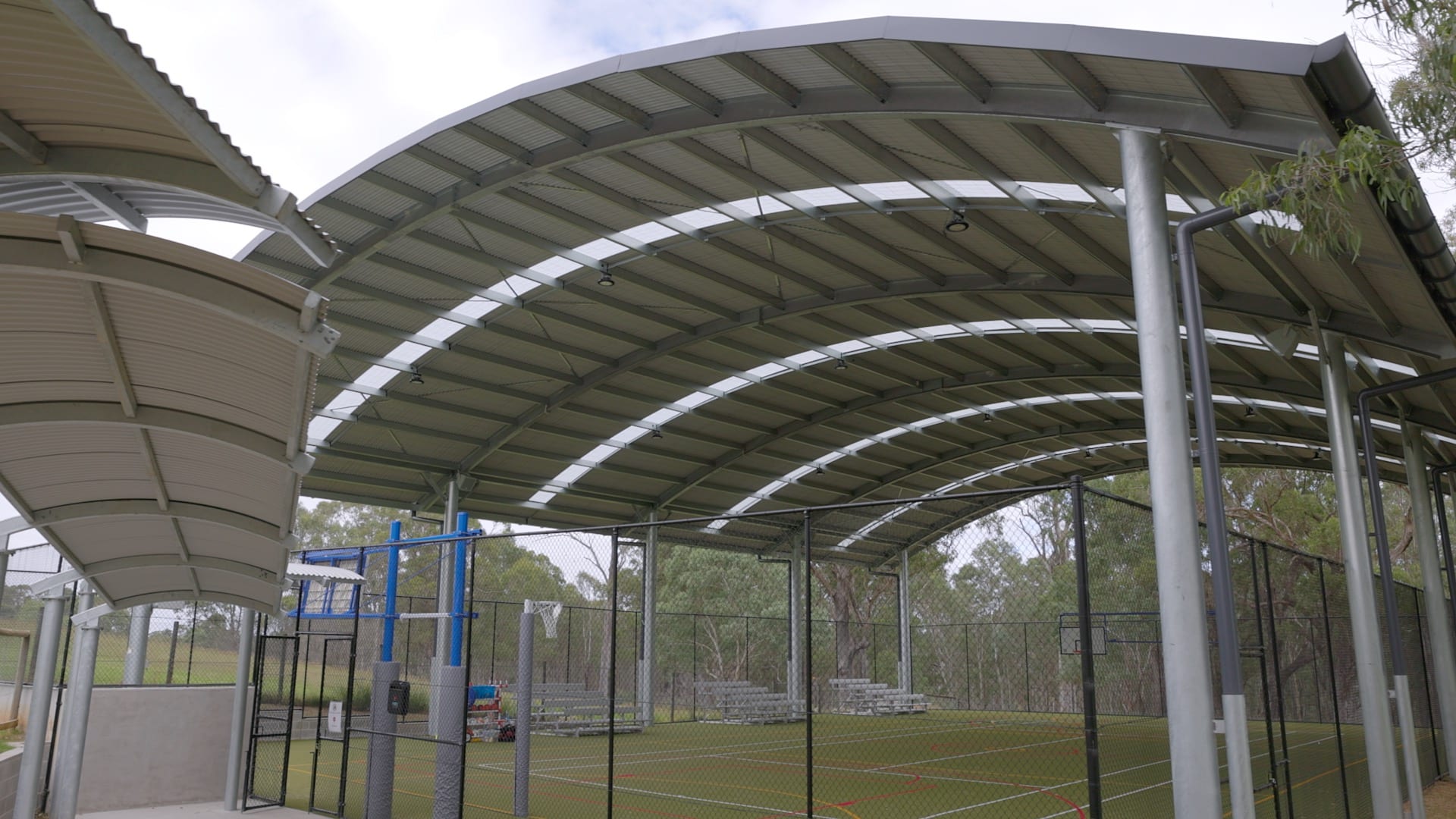 Close up of a Cola roof and multipurpose sports court