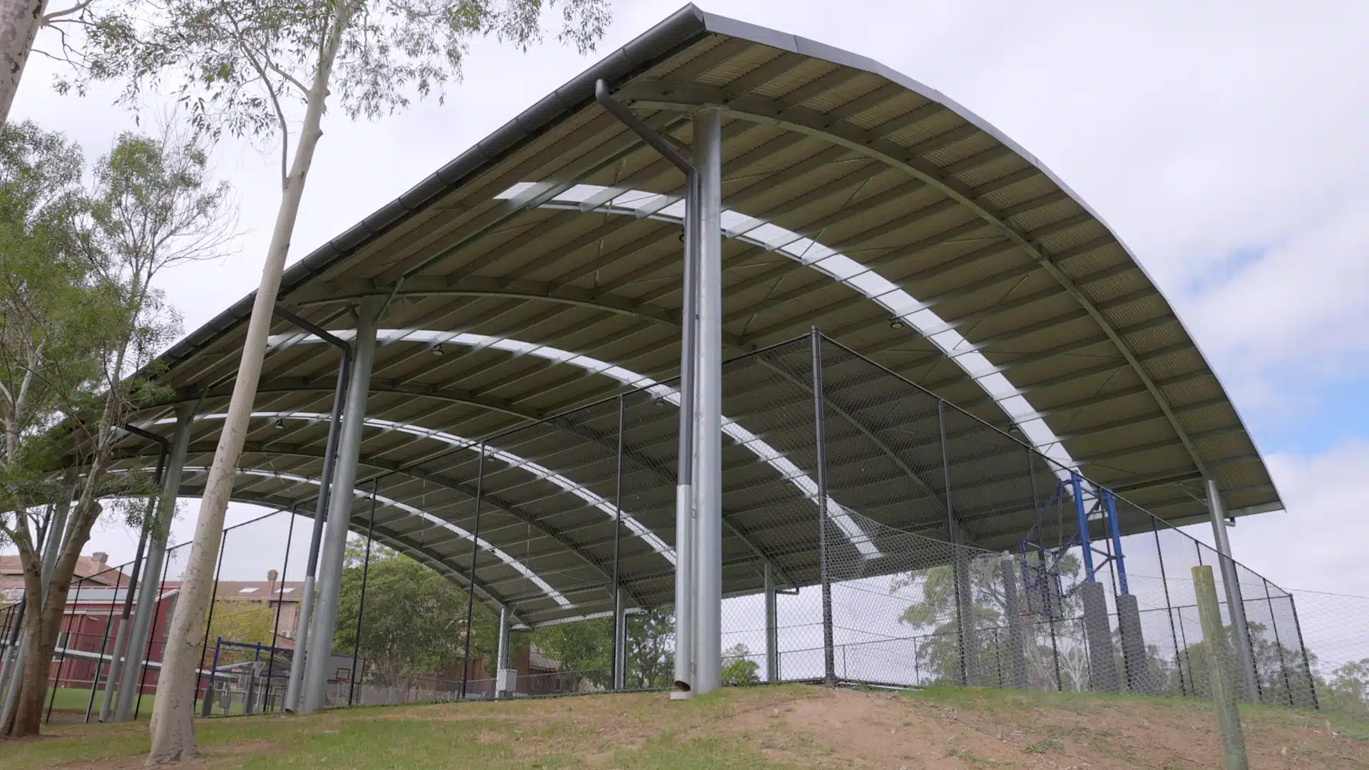 Close up of a Cola roof and multipurpose sports court