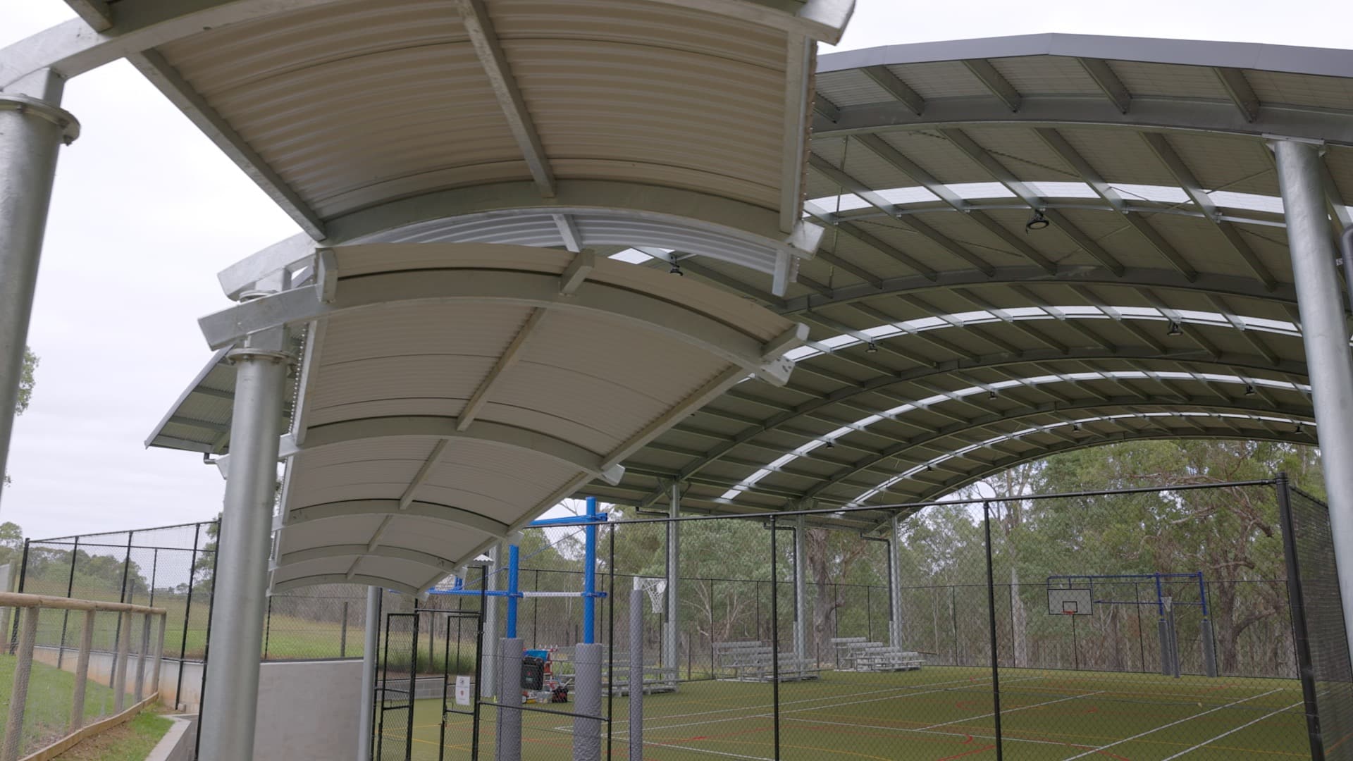 Close up of a Cola roof and multipurpose sports court