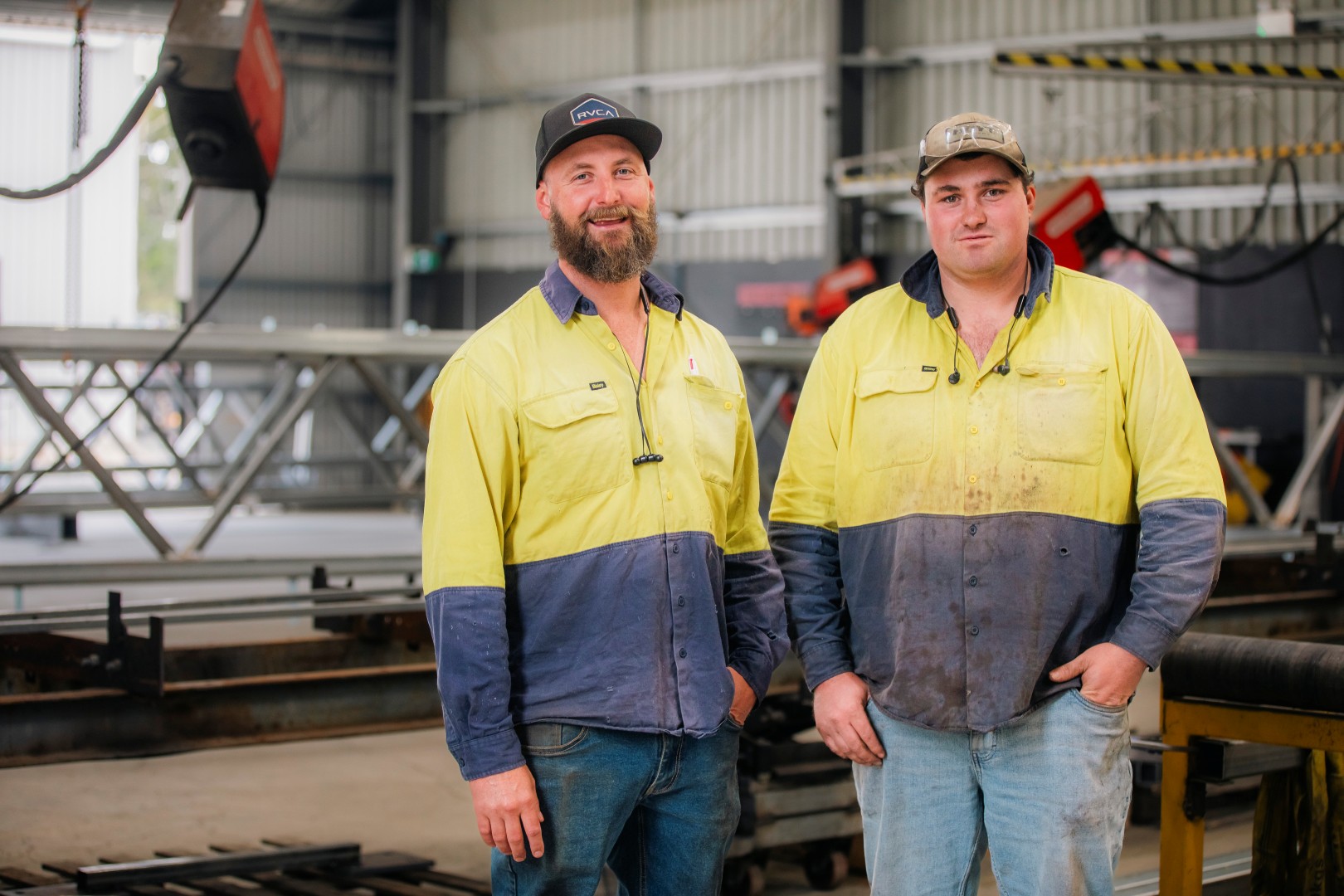 Close up of TechSpan team members in the workshop