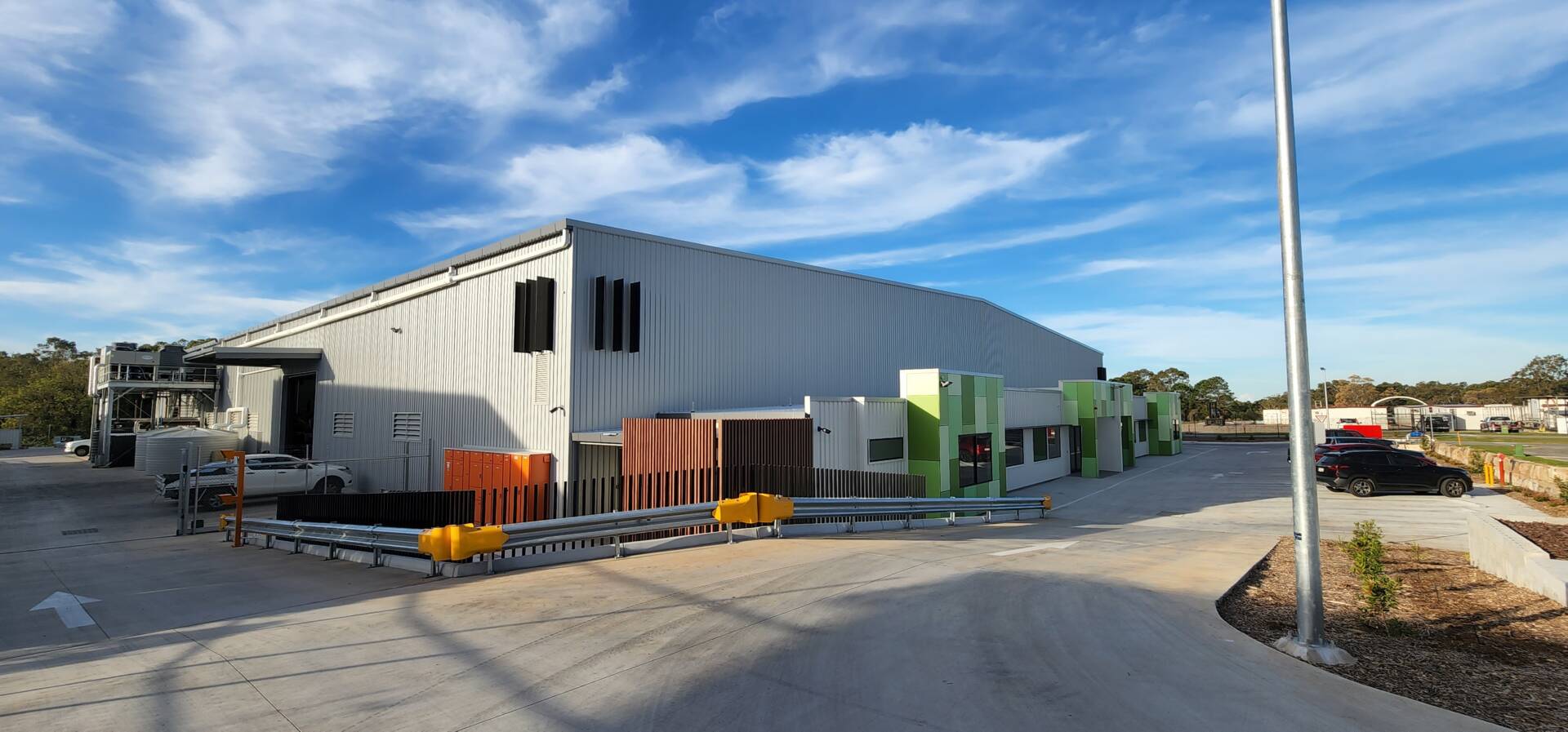 Large clearspan steel farm shed used for agricultural machinery and equipment storage