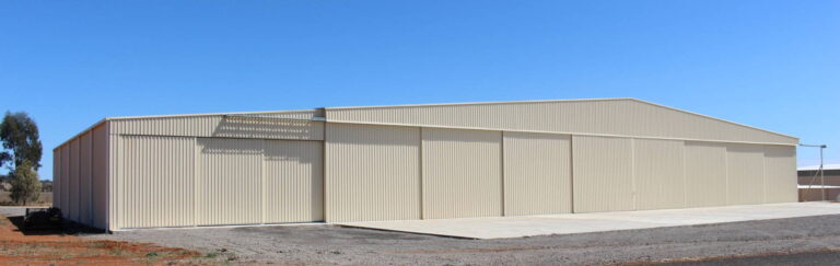 Large aircraft hangar with apron and access area in Australia